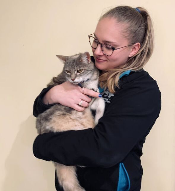 Emma Stapleton and Marbles the clinic cat